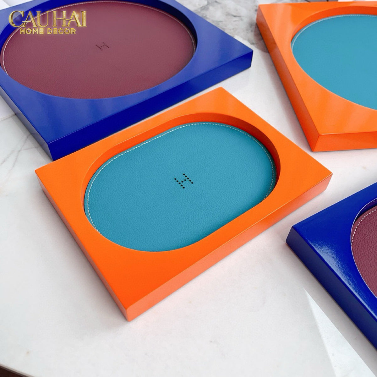 Maison Couture – Khay Chữ Nhật Gỗ Lót Da Équinoxe Cyan Helios-KHAY TRANG TRÍ-CẬU HAI HOME DECOR-CẬU HAI HOME DECOR