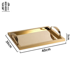 Maison Couture - Khay Chữ Nhật Métallique "Midas Touch" Gilded Fur Handle 35X45-CẬU HAI HOME DECOR