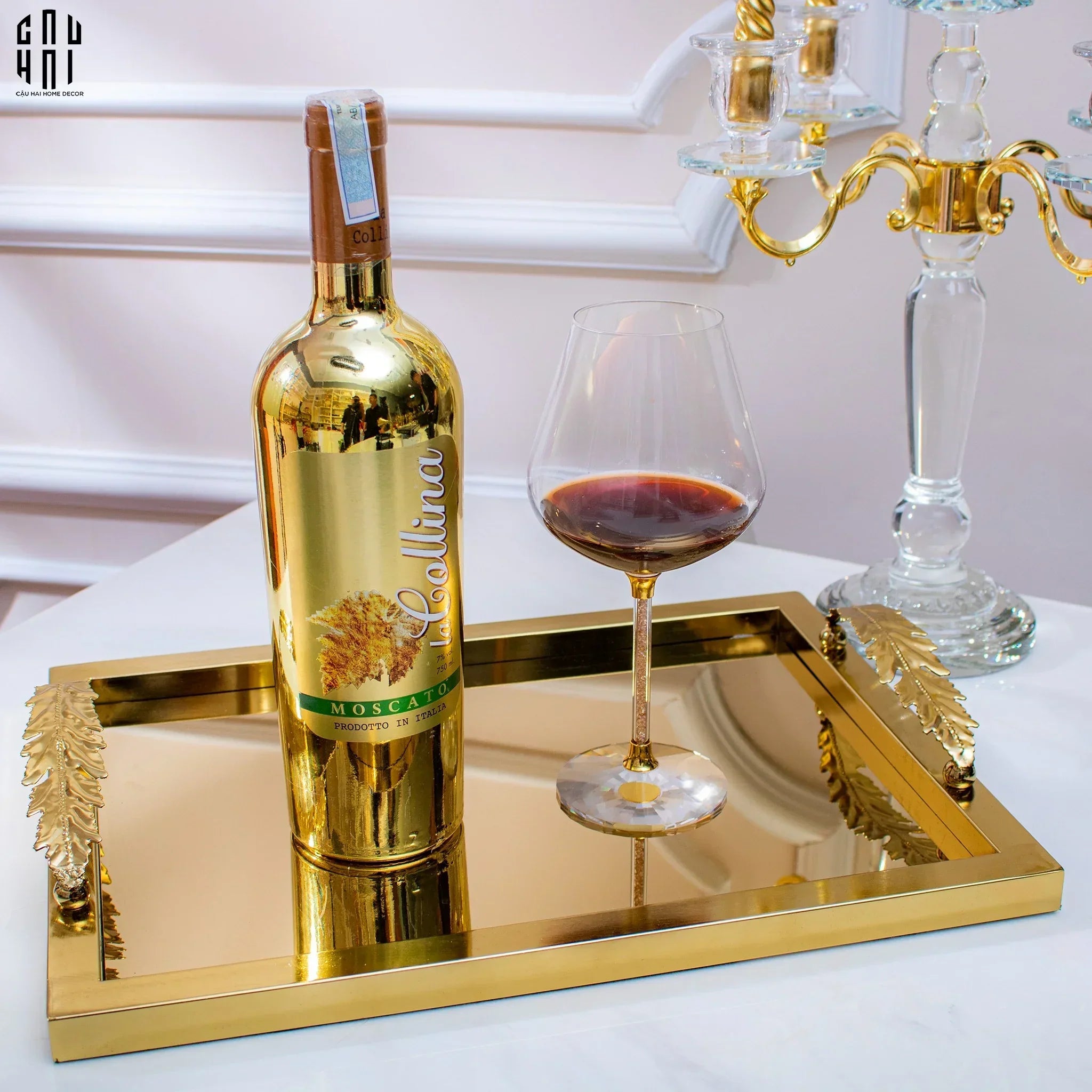Maison Couture - Khay Chữ Nhật Métallique "Midas Touch" Gilded Fur Handle 35X45-CẬU HAI HOME DECOR