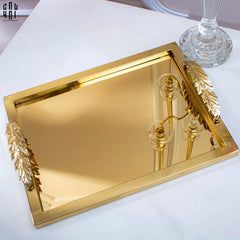 Maison Couture - Khay Chữ Nhật Métallique "Midas Touch" Gilded Fur Handle 35X45-CẬU HAI HOME DECOR