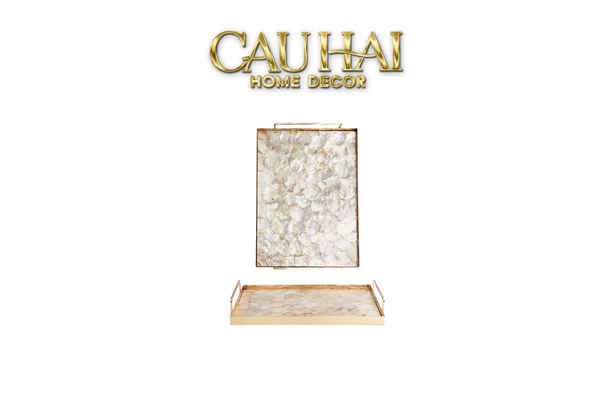 Maison Couture - Khay Chữ Nhật Xà Cừ - Plateau Perle Céleste Celestial Pearl Serving Tray 30*40-KHAY TRANG TRÍ-CẬU HAI HOME DECOR