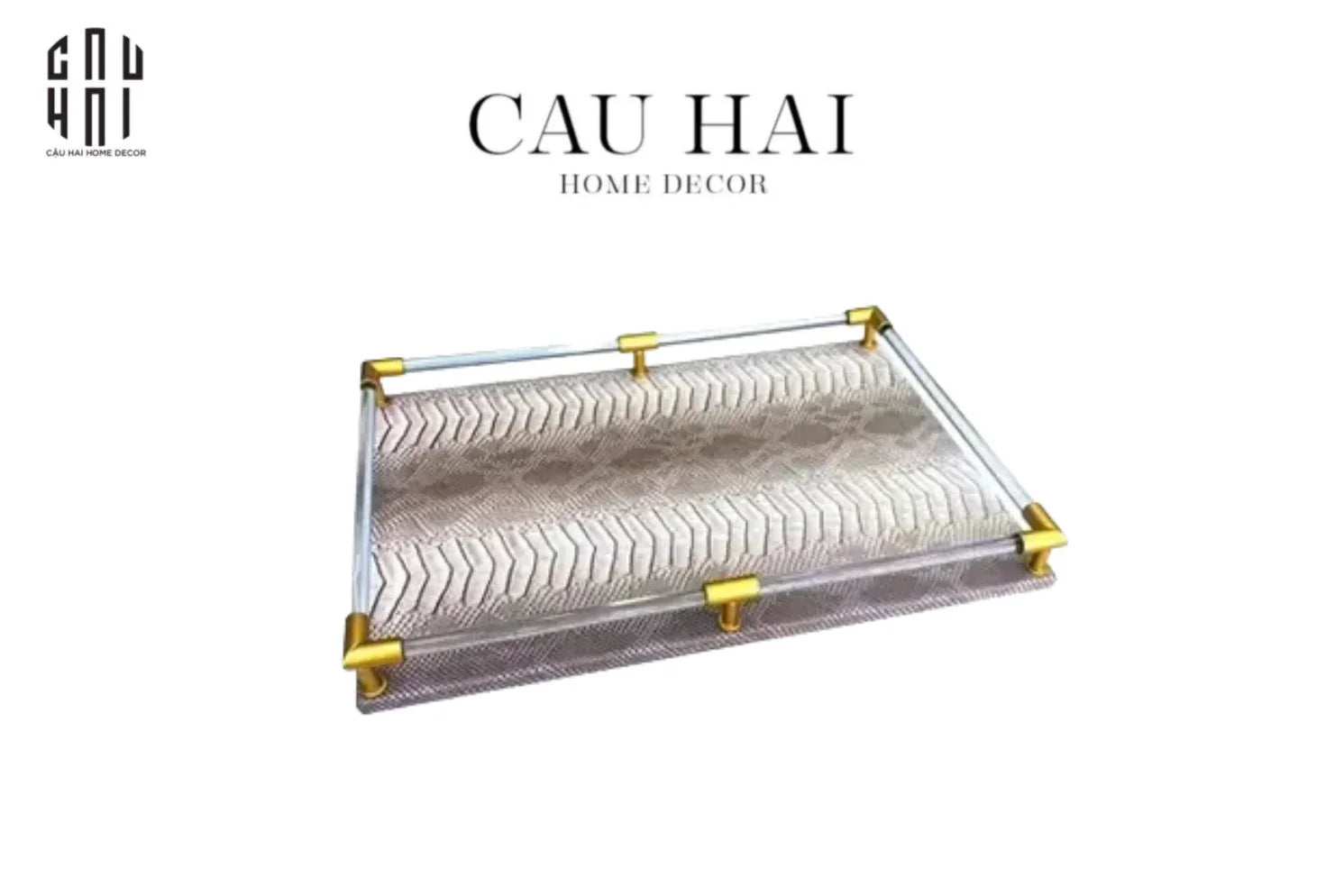 Maison Couture -Khay Da Chữ Nhật Cao Cấp Peau De Vipère 48 x 32-CẬU HAI HOME DECOR