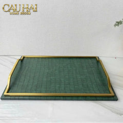 Maison Couture - Khay Da Chữ Nhật Emerald Cuir Croco Leather Tray 30x40-CẬU HAI HOME DECOR