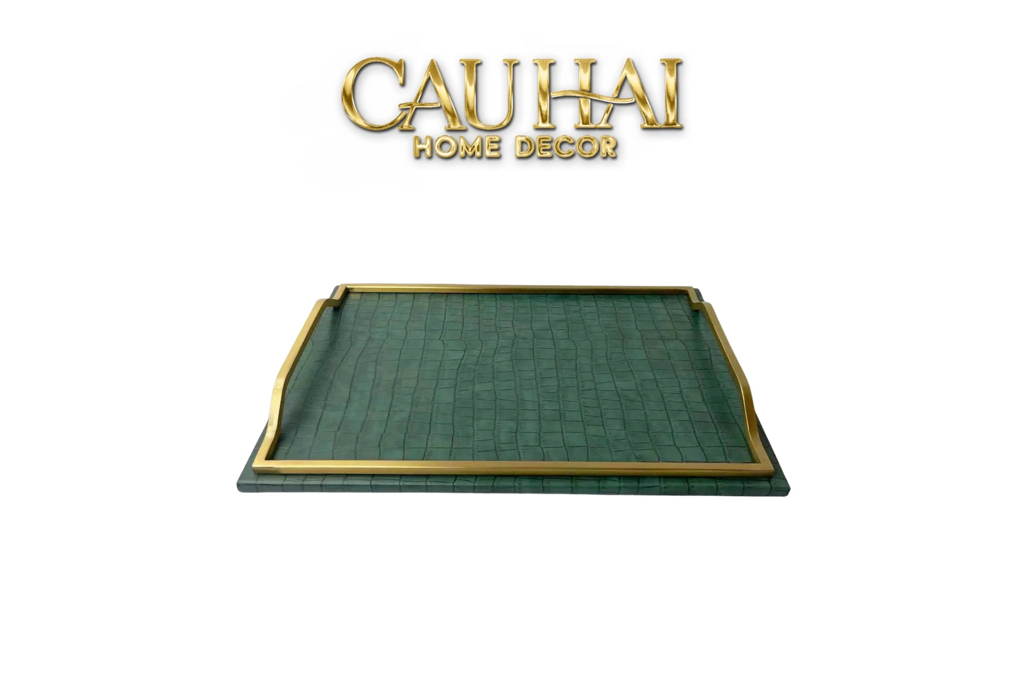 Maison Couture - Khay Da Chữ Nhật Emerald Cuir Croco Leather Tray 30x40-CẬU HAI HOME DECOR