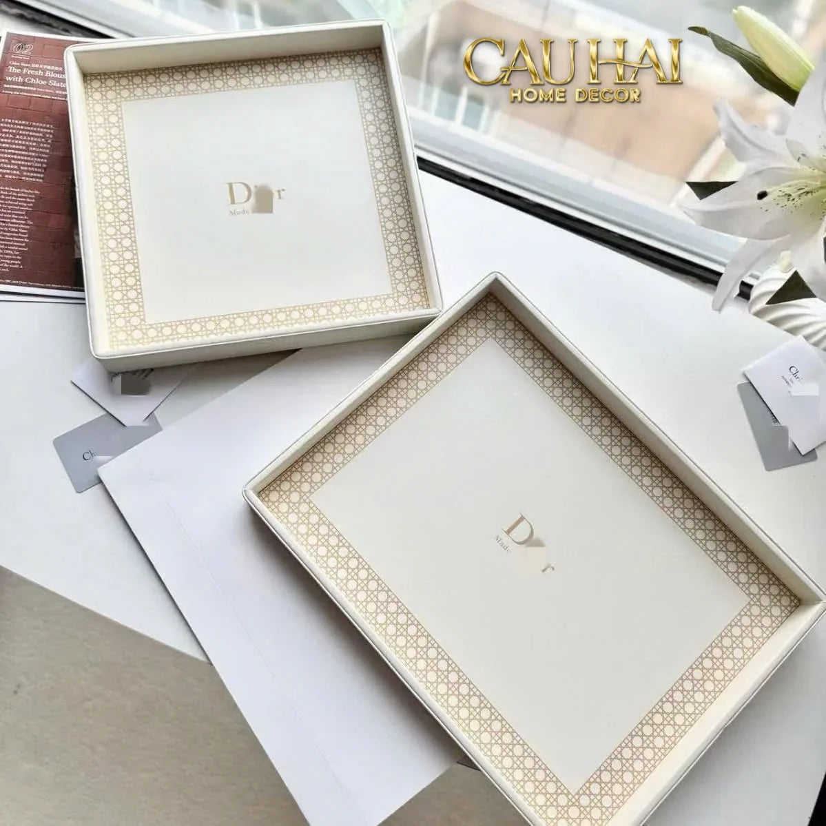 Maison Couture - Khay Da Chữ Nhật Haute Leather D'Ivoire D Class Atélier 30X40-CẬU HAI HOME DECOR