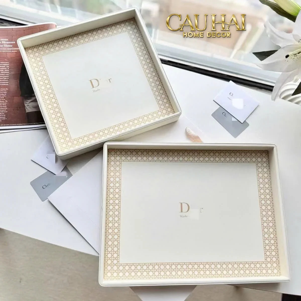 Maison Couture - Khay Da Chữ Nhật Haute Leather D'Ivoire D Class Atélier 30X40-CẬU HAI HOME DECOR
