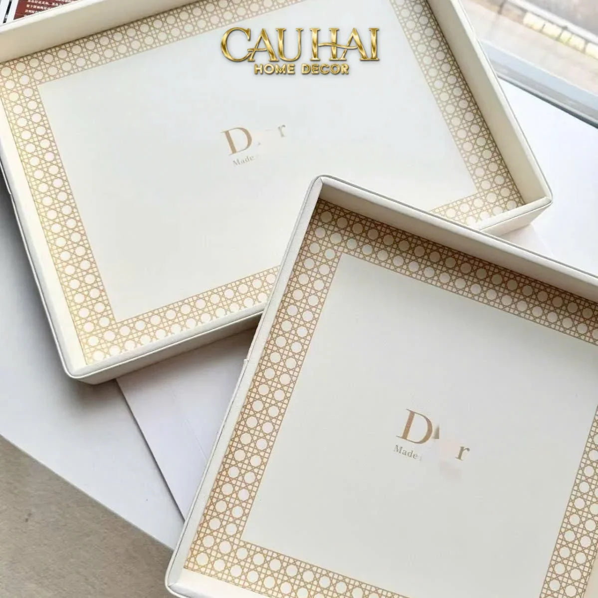 Maison Couture - Khay Da Chữ Nhật Haute Leather D'Ivoire D Class Atélier 30X40-CẬU HAI HOME DECOR