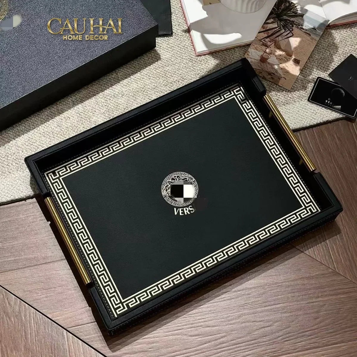 Maison Couture - Khay Da Chữ Nhật Lux Leather 30X40 Vs Savoir Medusa Atélier-CẬU HAI HOME DECOR