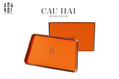 Maison Couture - Khay Da Chữ Nhật Orange H Class Signature Decorative Trays 24x35-CẬU HAI HOME DECOR