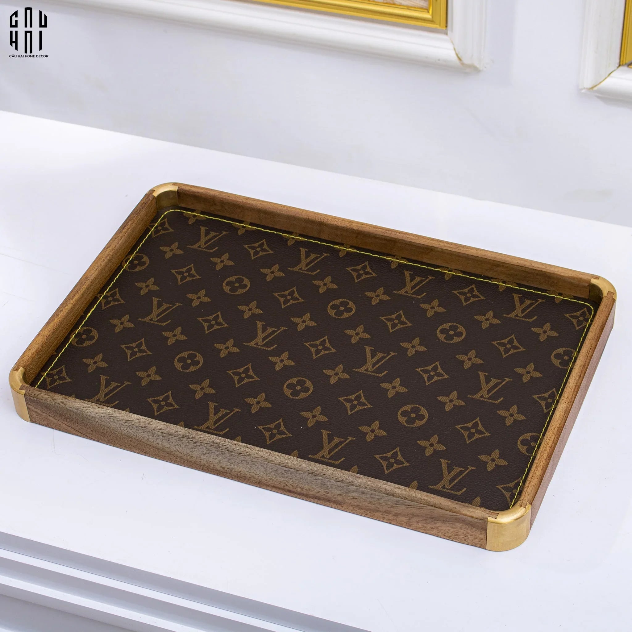 Maison Couture - Khay Da Chữ Nhật Trang Trí Fleur Monogram - Original Hazel Mono 24x35-CẬU HAI HOME DECOR