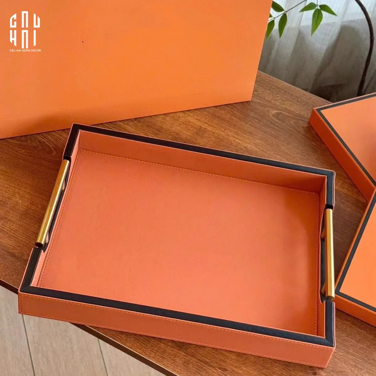 Maison Couture - Khay Da H Calf Leather - Orange H Signature 40 - Full Box-CẬU HAI HOME DECOR