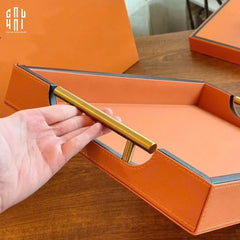 Maison Couture - Khay Da H Calf Leather - Orange H Signature 40 - Full Box-CẬU HAI HOME DECOR