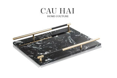 Maison Couture - Khay Đá Marble Chữ Nhật Phantom Golden Handles 30×40-CẬU HAI HOME DECOR