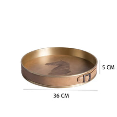 Maison Couture - Khay Da Tròn Dây Cương Da - Saddle Belt Équestre Héritage Decorative Trays 36x8-KHAY TRANG TRÍ-CẬU HAI HOME DECOR