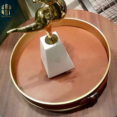 Maison Couture - Khay Da Tròn Dây Cương Da - Saddle Belt Équestre Héritage Decorative Trays 36x8-CẬU HAI HOME DECOR