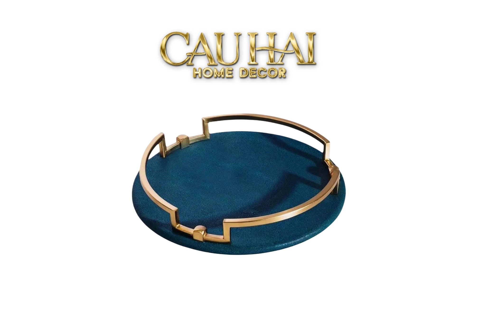 Maison Couture - Khay Da Tròn Lux Leather Emerald Oracle D35-CẬU HAI HOME DECOR