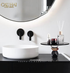 Maison Couture - Khay Đế Tròn Pha Lê Đen - Savoir Cristalleries Atélier Display Trays 30x30x15-CẬU HAI HOME DECOR