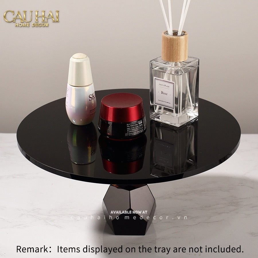 Maison Couture - Khay Đế Tròn Pha Lê Đen - Savoir Cristalleries Atélier Display Trays 30x30x15-CẬU HAI HOME DECOR