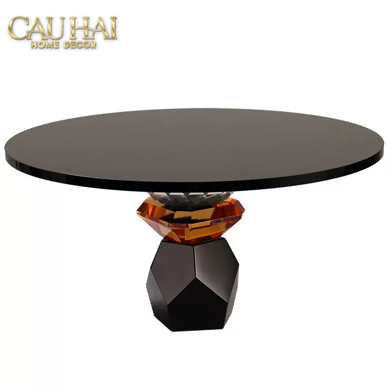Maison Couture - Khay Đế Tròn Pha Lê Đen - Savoir Cristalleries Atélier Display Trays 30x30x15-CẬU HAI HOME DECOR