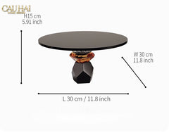 Maison Couture - Khay Đế Tròn Pha Lê Đen - Savoir Cristalleries Atélier Display Trays 30x30x15-CẬU HAI HOME DECOR