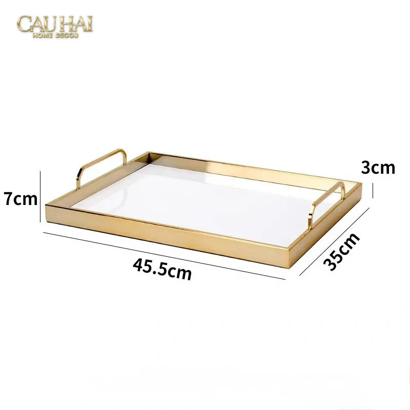 Maison Couture - Khay Gỗ Chữ Nhật Céline Opaline Blanc Decoratives Trays 45x35-CẬU HAI HOME DECOR