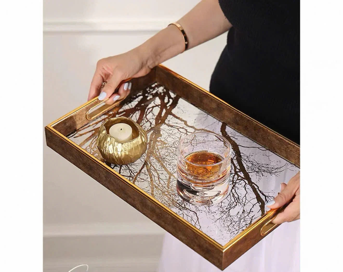 Maison Couture - Khay Gương Chữ Nhật Timeless Forest Deity Rectangular Tray 26.5x40.5-CẬU HAI HOME DECOR