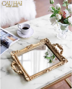 Maison Couture - Khay Gương Chữ Nhật V Class Barocco Frame Rectangular Trays Size 38-CẬU HAI HOME DECOR