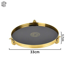 Maison Couture - Khay Gương Đen Tròn Brasson Barocco Medusa Savoir Mirron Ronde Plateau 32-CẬU HAI HOME DECOR