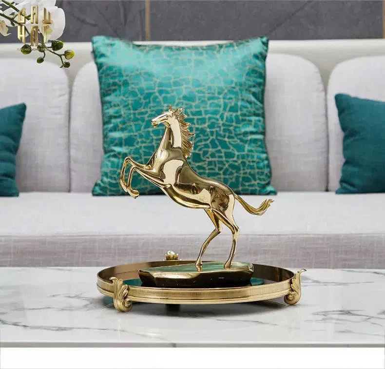 Maison Couture - Khay Gương Đen Tròn Brasson Barocco Medusa Savoir Mirron Ronde Plateau 32-CẬU HAI HOME DECOR