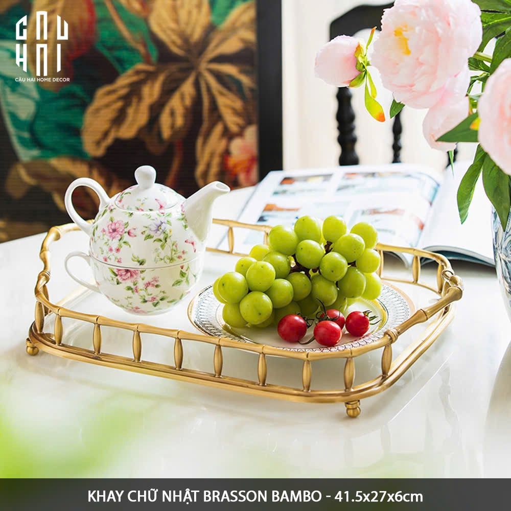 Maison Couture - Khay Tròn Bamboo Bằng Đồng - Brasson Mirror Héritage Ronde Decoratives Trays D30-CẬU HAI HOME DECOR