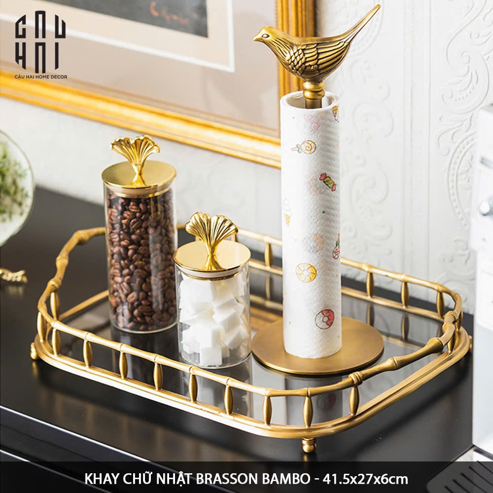 Maison Couture - Khay Tròn Bamboo Bằng Đồng - Brasson Mirror Héritage Ronde Decoratives Trays D30-CẬU HAI HOME DECOR