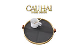 Maison Couture - Khay Tròn Bọc Da Viền Hợp Kim Gray Edin D36-KHAY TRANG TRÍ-CẬU HAI HOME DECOR