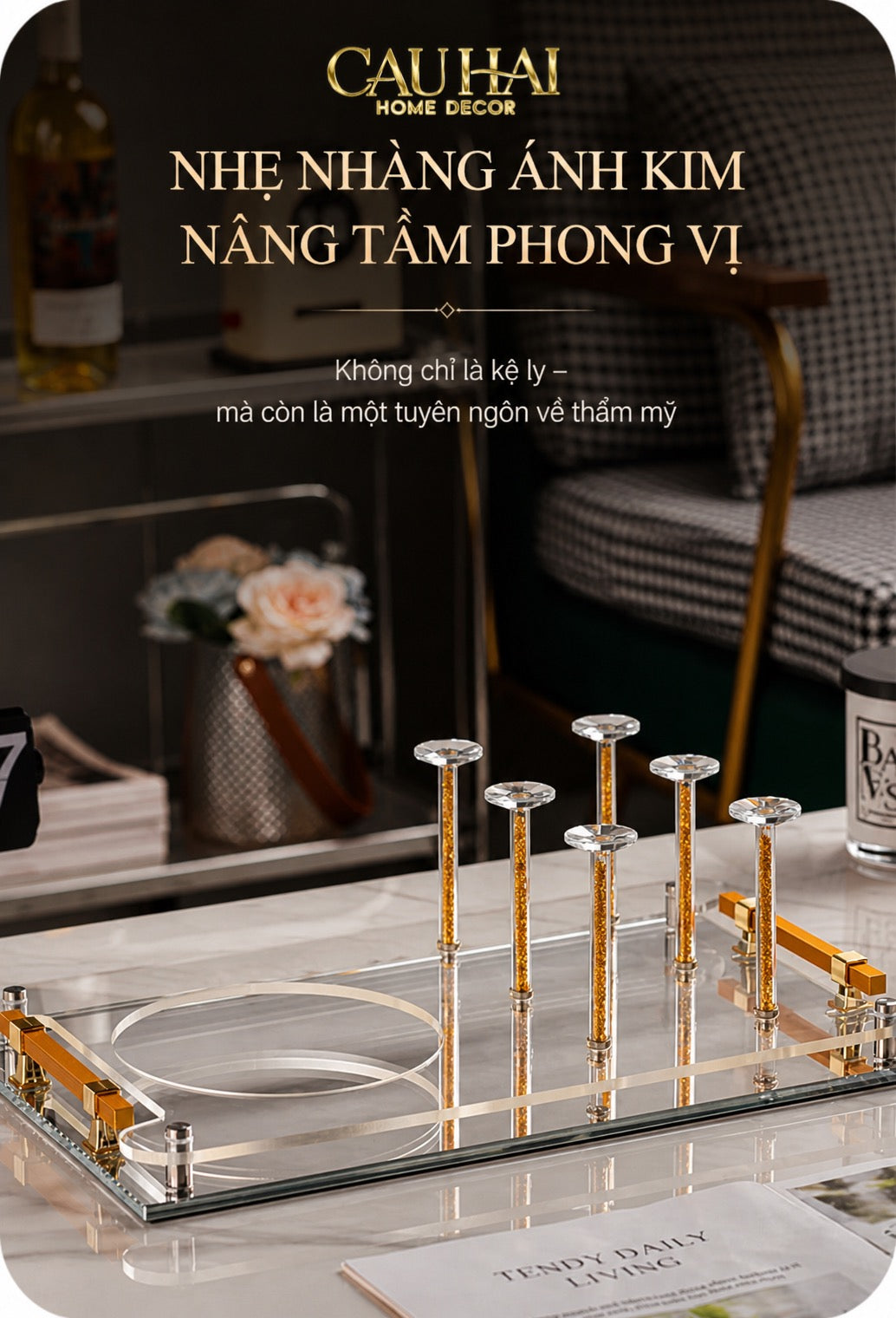 Maison Couture – Khay Úp Ly Cristalleries 6 Slot 2-In-1 Bar Tray – Aurum-KHAY TRANG TRÍ-CẬU HAI HOME DECOR