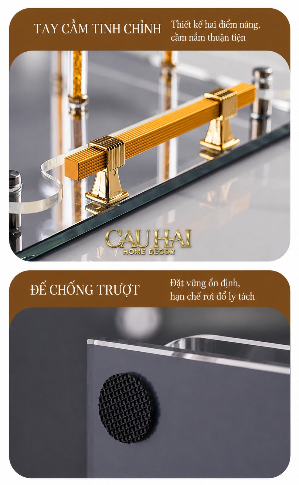 Maison Couture – Khay Úp Ly Cristalleries 6 Slot 2-In-1 Bar Tray – Aurum-KHAY TRANG TRÍ-CẬU HAI HOME DECOR