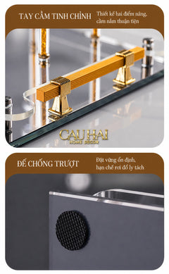 Maison Couture – Khay Úp Ly Cristalleries 6 Slot 2-In-1 Bar Tray – Aurum-KHAY TRANG TRÍ-CẬU HAI HOME DECOR