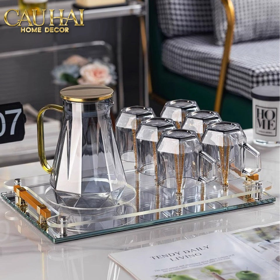 Maison Couture – Khay Úp Ly Cristalleries 6 Slot 2-In-1 Bar Tray – Aurum-KHAY TRANG TRÍ-CẬU HAI HOME DECOR
