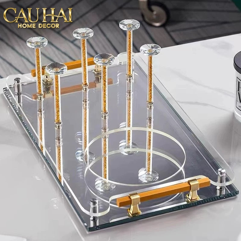 Maison Couture – Khay Úp Ly Cristalleries 6 Slot 2-In-1 Bar Tray – Aurum-KHAY TRANG TRÍ-CẬU HAI HOME DECOR