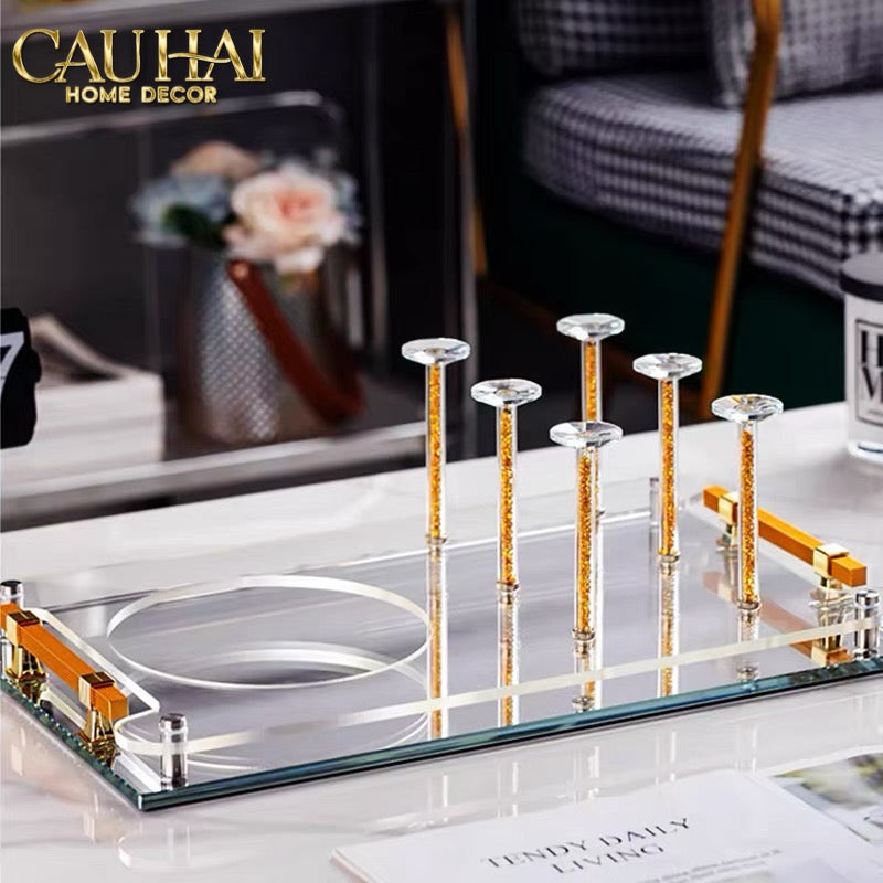 Maison Couture – Khay Úp Ly Cristalleries 6 Slot 2-In-1 Bar Tray – Aurum-KHAY TRANG TRÍ-CẬU HAI HOME DECOR