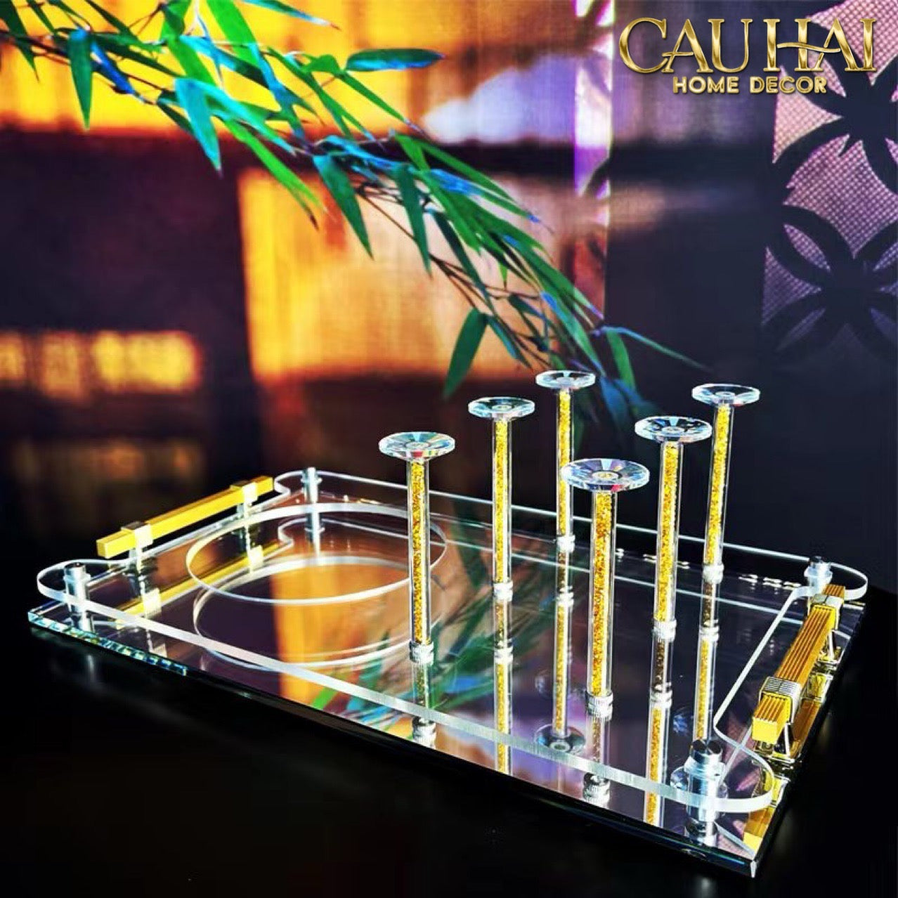 Maison Couture – Khay Úp Ly Cristalleries 6 Slot 2-In-1 Bar Tray – Aurum-KHAY TRANG TRÍ-CẬU HAI HOME DECOR