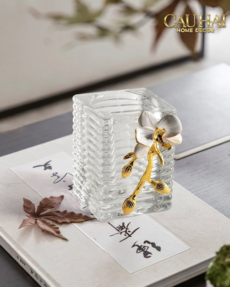 Maison Couture – Lọ Đựng Cọ Haute Orchid Golden Branches Brush Holder-Lọ Tăm bông - Bathroom Vanity-CẬU HAI HOME DECOR