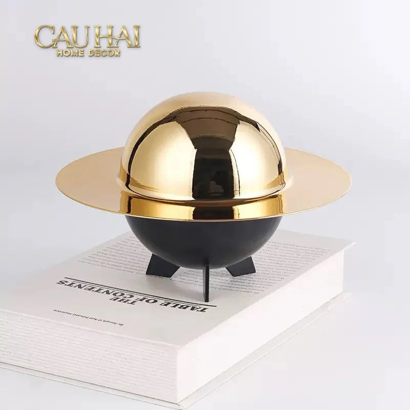 Maison Couture - Lọ Kẹo Golden Planet UFO Pop Art Decoratives Bonbonnière 15x22-CẬU HAI HOME DECOR