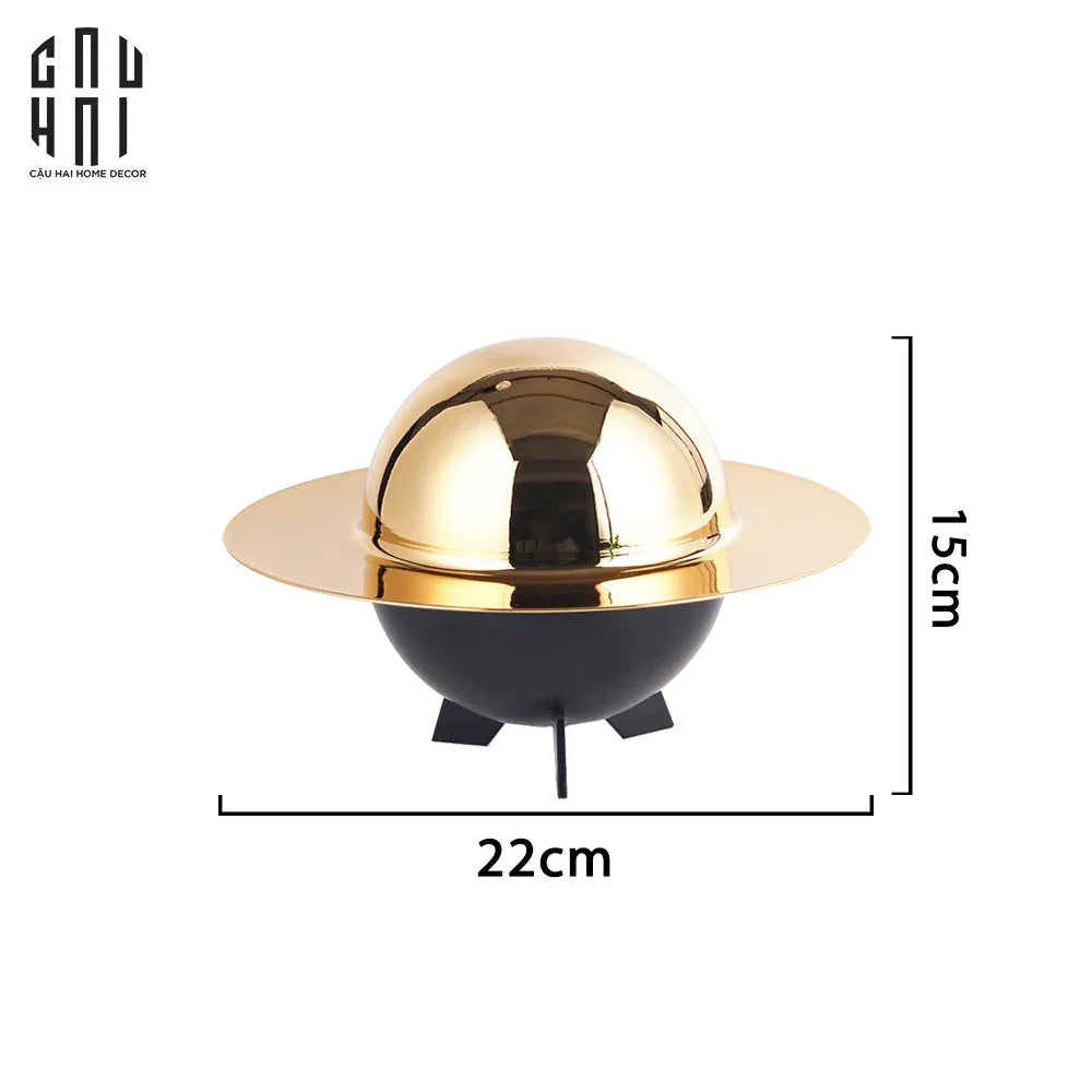 Maison Couture - Lọ Kẹo Golden Planet UFO Pop Art Decoratives Bonbonnière 15x22-CẬU HAI HOME DECOR