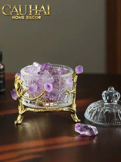 Maison Couture - Lọ Pha Lê Đá Thạch Anh Tím Delight Cristalleries - Amethyst Quartz 15x13.5-CẬU HAI HOME DECOR