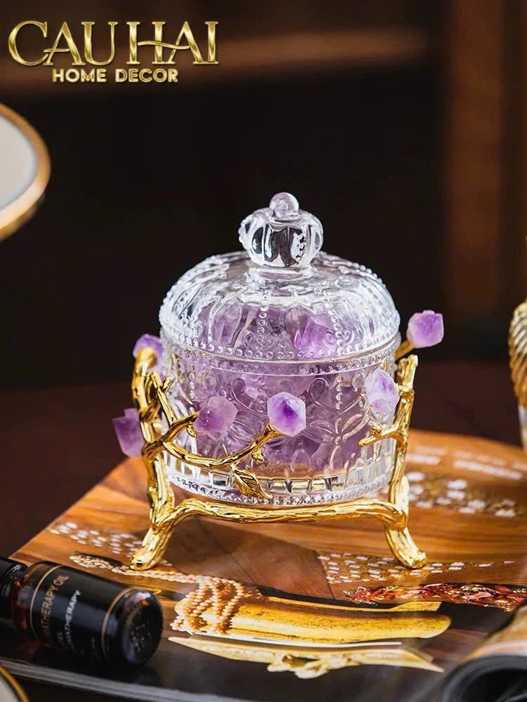 Maison Couture - Lọ Pha Lê Đá Thạch Anh Tím Delight Cristalleries - Amethyst Quartz 15x13.5-CẬU HAI HOME DECOR