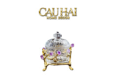 Maison Couture - Lọ Pha Lê Đá Thạch Anh Tím Delight Cristalleries - Amethyst Quartz 15x13.5-CẬU HAI HOME DECOR
