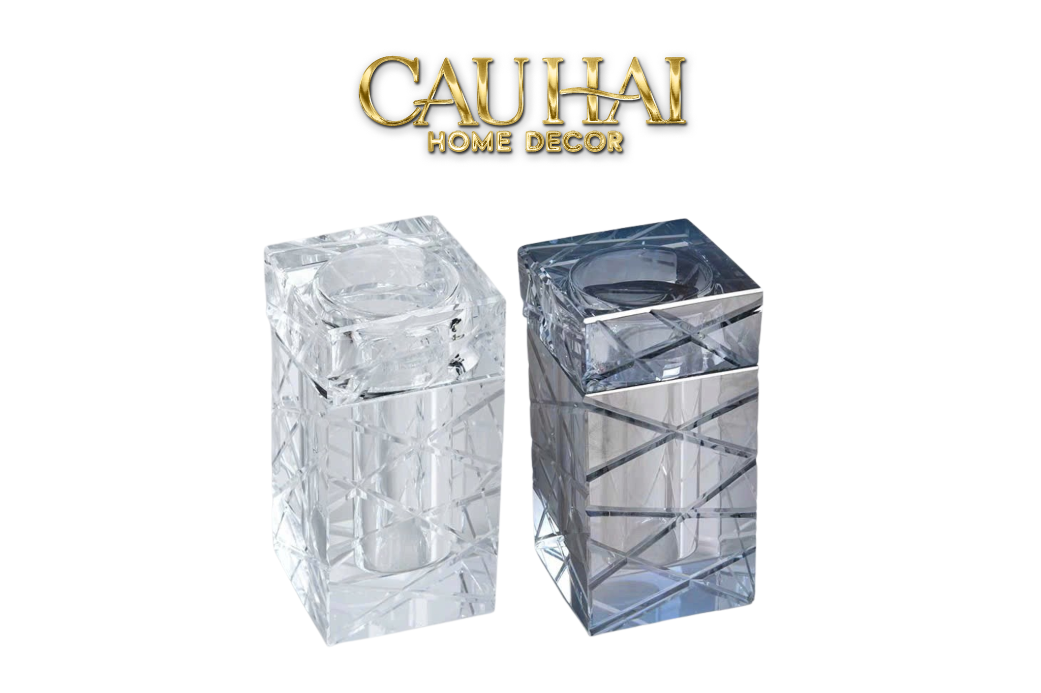 Maison Couture - Lọ Tăm Bông Cannage Diamant Facetté Vanity Cristal. - CẬU HAI HOME DECOR