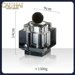 Maison Couture - Lọ Tăm Bông Pha Lê - Cristalleries Obsidian Cube - Smoky Vanity Ritual Set 9x14-CẬU HAI HOME DECOR
