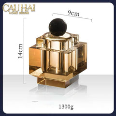 Maison Couture - Lọ Tăm Bông Pha Lê - Cristalleries Obsidian Cube - Smoky Vanity Ritual Set 9x14-CẬU HAI HOME DECOR