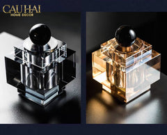 Maison Couture - Lọ Tăm Bông Pha Lê - Cristalleries Obsidian Cube - Smoky Vanity Ritual Set 9x14-CẬU HAI HOME DECOR