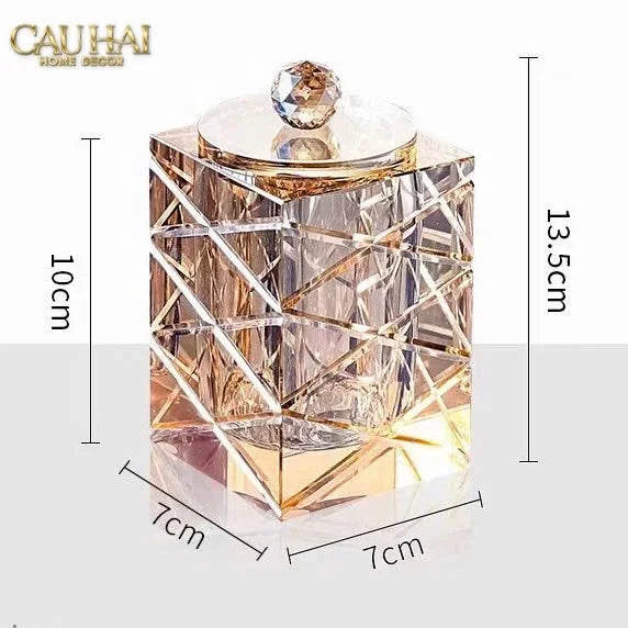 Maison Couture - Lọ Tăm Bông Pha Lê Lumière Cannage Facetté Diamant Cristalleries Vanity 7x13-CẬU HAI HOME DECOR